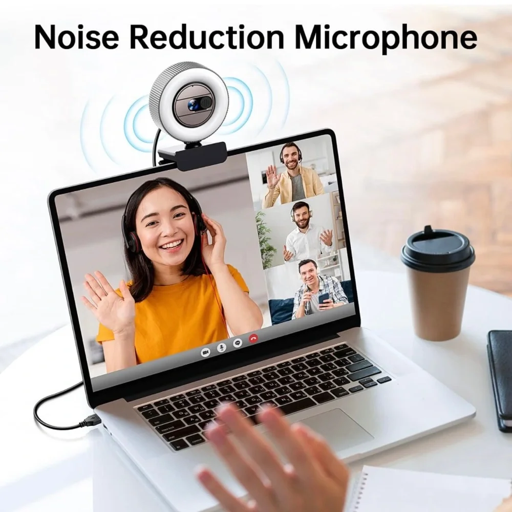 2K QHD Webcam with Sony Sensor and Built-in Ring Light